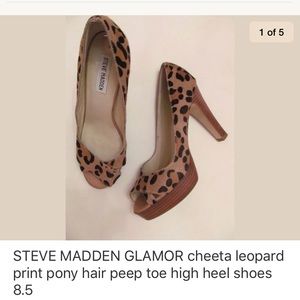 MADDEN GLAMOR calf hair leopard open toe shoes 8.5